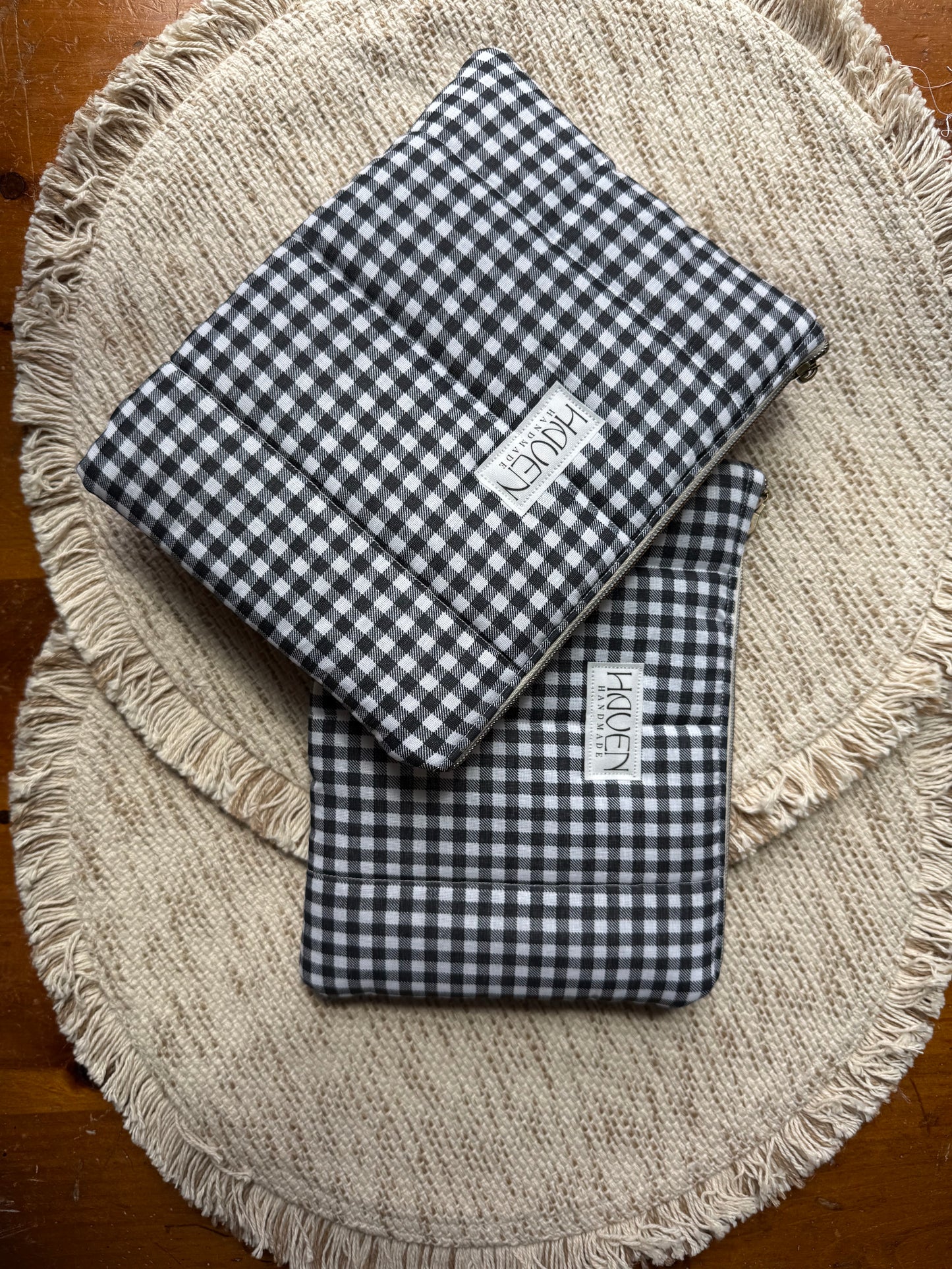Toiletry Pouch - Black/White Gingham