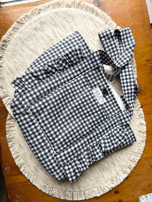 Mini Tote Bag - Black and White Gingham