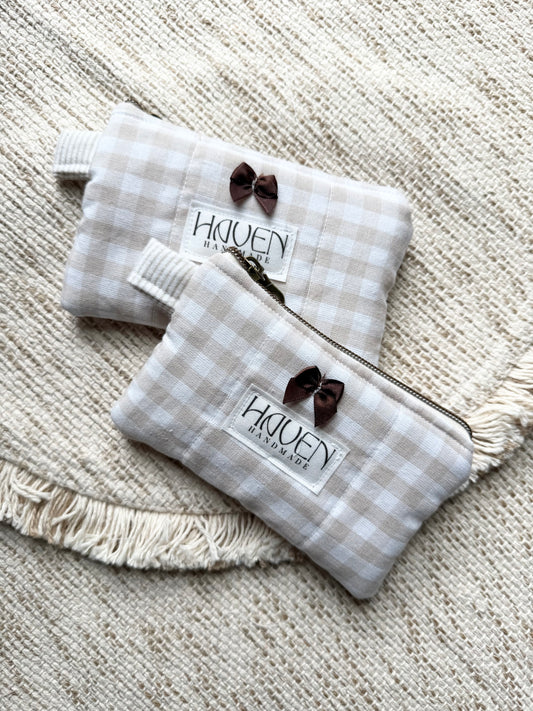 Wallet/Coin Pouch - Tan Gingham